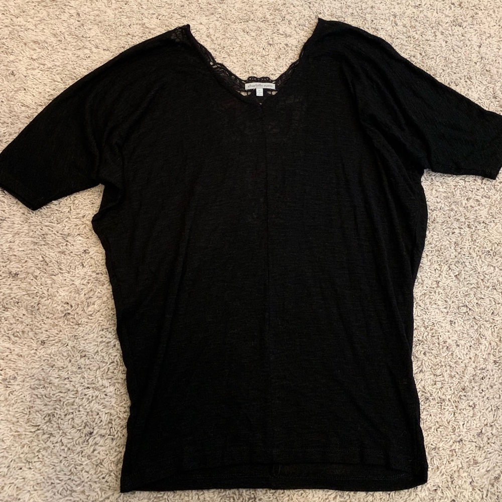 Black Crochet V-back Top